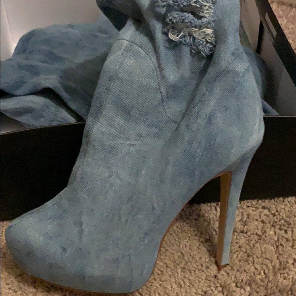 Thigh High Women’s Distressed Jean Boots